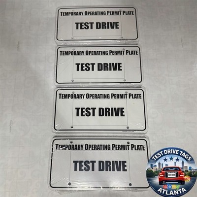 4 Test Drive Dealer Plate Tag Temporary Operating Permit White