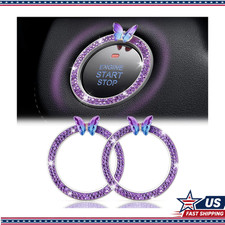Purple Double Rhinestone Butterfly Decal Car Engine Start Stop Button