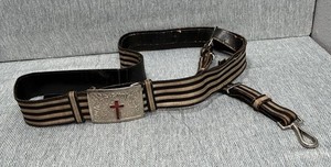 Masonic Knights Templar Belt with 'In Hoc Signo Vinces' Cross Buckle and Loops