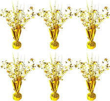 6 Pack Metallic Foil Spray Centerpiece Star Table Decoration Burst Gold