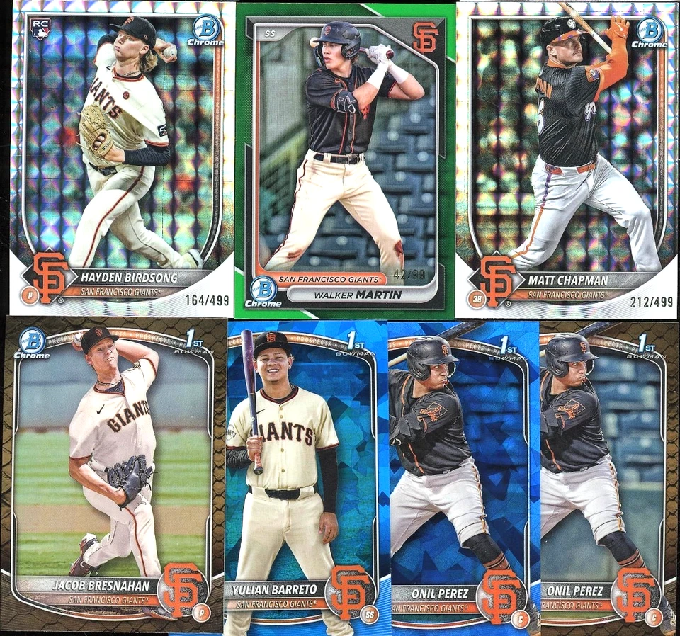 LOTE SF GIANTS x40 - 20 zafiros y 20 paralelos (5 #'D) - 2024-25 Bowman & Topps Foto 3 de 4
