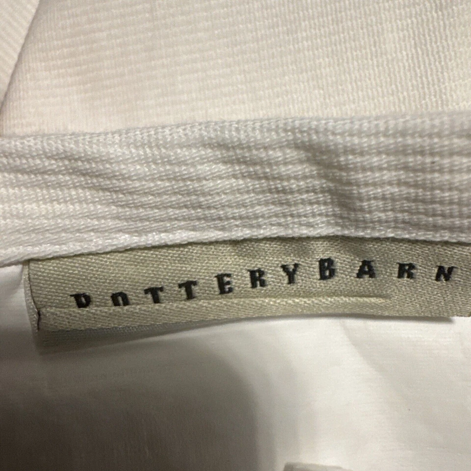 Pottery Barn Heavy Weight Cotton Shower Curtain White Red Embroidery - Image 4 of 4