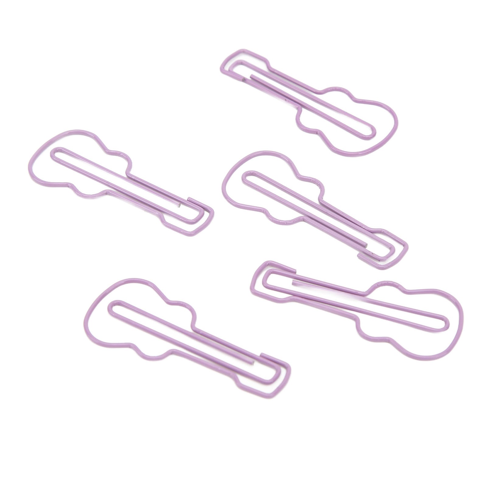 50Pcs Purple Guitar Shaped Office Paper Clips Portable Decorative Guitar Shape P