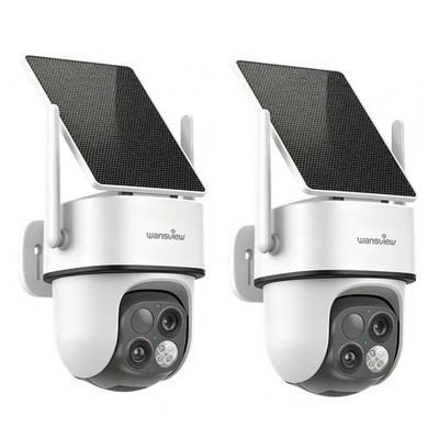 2x Wansview WiFi Security Camera Solar Battery Wireless Home Outdoor 2 Way Audio