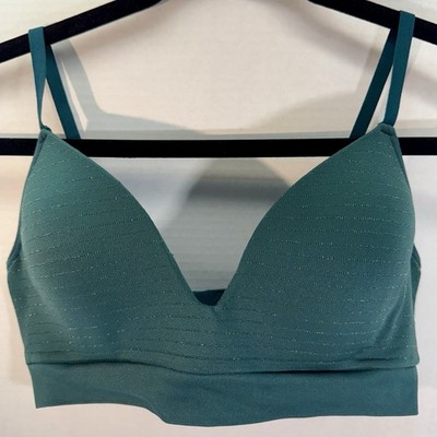 ThirdLove Form 360 Fit  Wireless Bra Green Metallic Gold Stripes Women s Sz Med