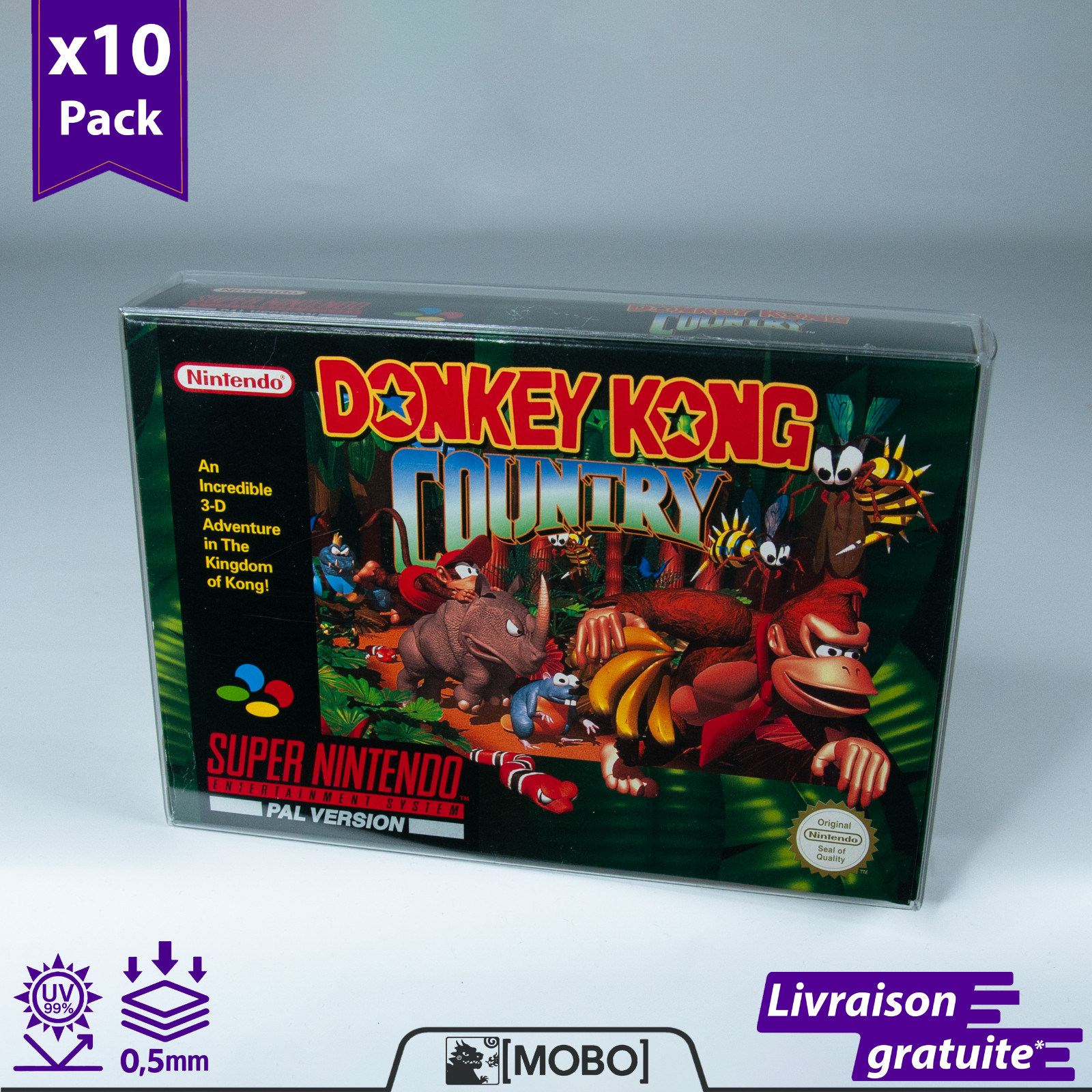 10 x Protections Boîte Jeux Nintendo Super Nintendo – Crystal Box 0,5 mm (SNES)