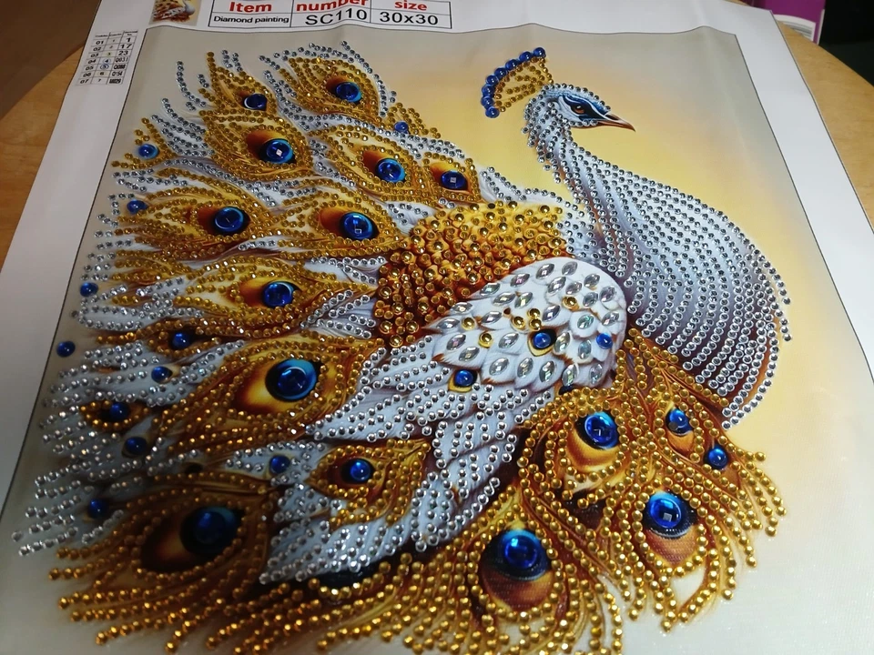 Diamond painting * Fertiges Bild * Pfau* 30 X 30 - Bild 3 von 4