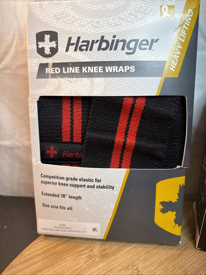 Harbinger 78" Red Line Weight Lifting Knee Wraps & Kinesiology Tape/ Knee Pain - Image 2 of 4