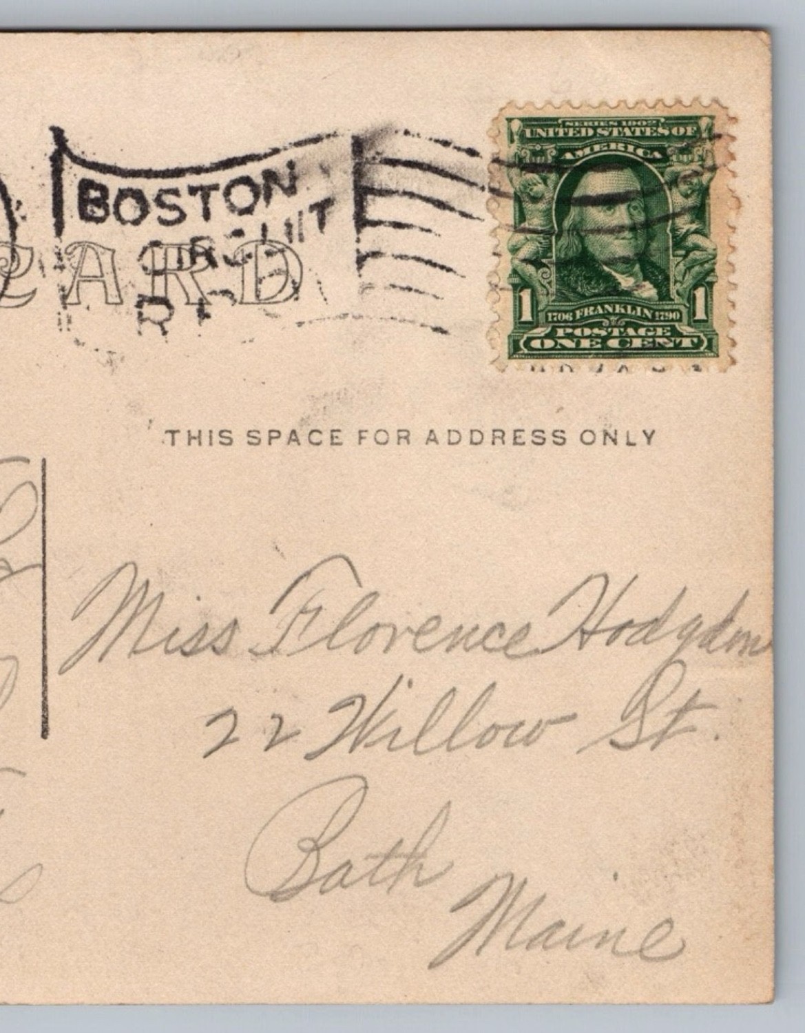 Antique RPPC 1905 Linden Depot Trolley Malden MA street car Real Photo Postcard