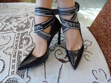New Lanvin Black Patent Leather Pumps w/Ankle...