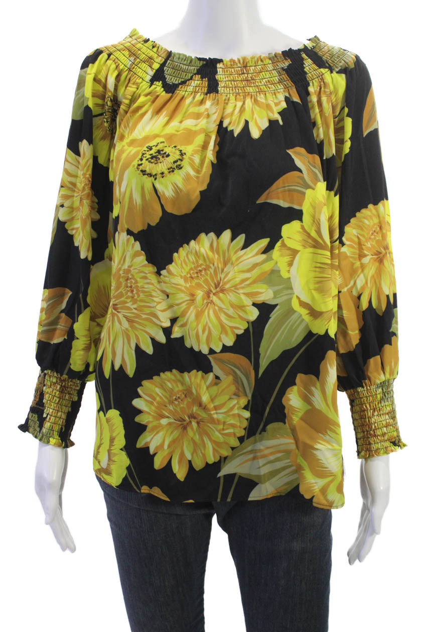 Kobi Halperin Womens Black Floral Long Sleeve Blouse Size LFree Shipping in US $100+ Orders | $6.95 Orders Below