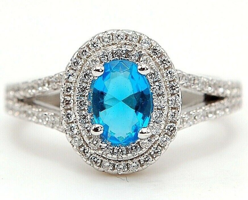 2CT Heat Treated Blue Topaz 925 Solid Sterling Silver Ring Jewelry Sz 8 N3-4