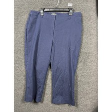 Talbots Chelsea Pants Womens Size 16W Blue Chambray Crop Highh Rise Stretch