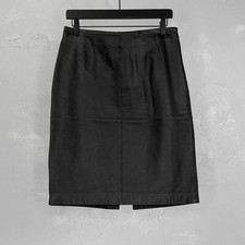 Vintage 2000s Massini Black Leather Knee-Length Skirt Women's 8