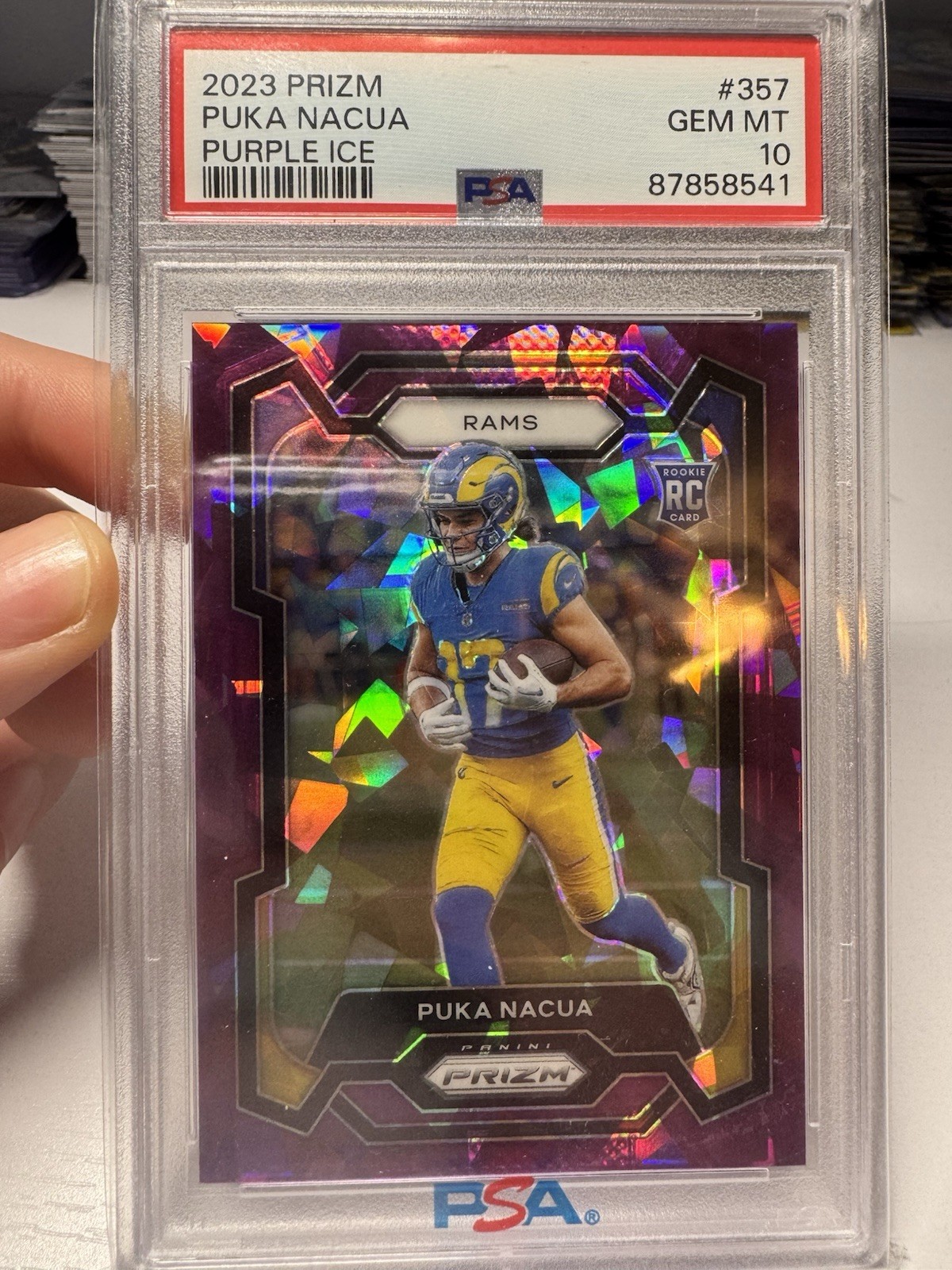 2023 Panini Prizm - Rookies Puka Nacua #357 Purple Ice Prizm /225 (RC) PSA 10