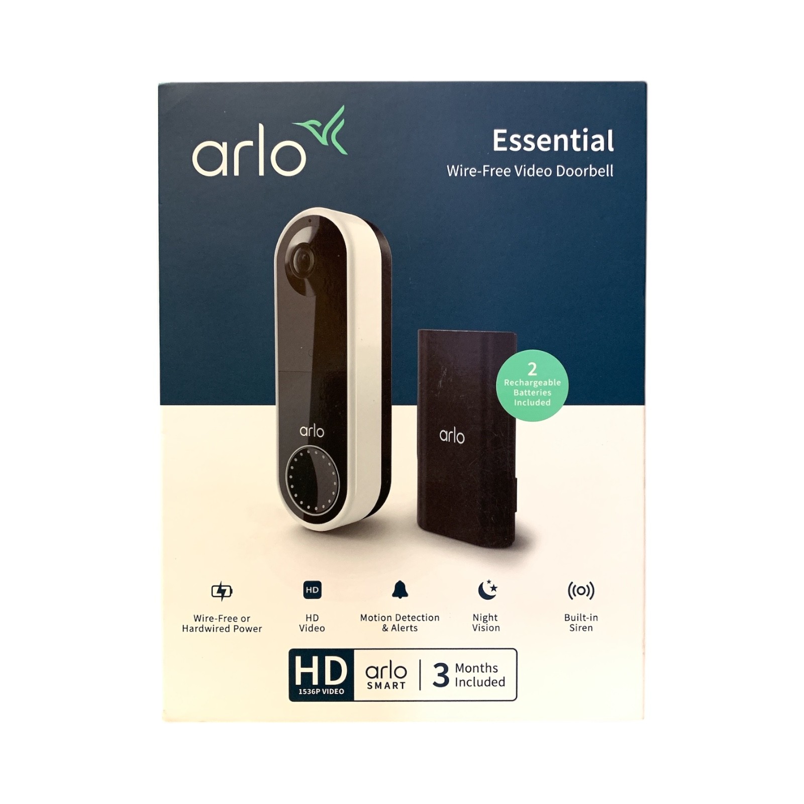 Видеодомофон ночного видения Arlo Essential Wire Free HD с функцией обнаружения движения без проводов