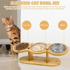 Cat Dog Bowl Elevated Raised Feeder Pet Food Feeding Bowl High-Foot Tilted Stand