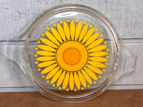 Vintage PYREX #474-C16 Sunflower Replacement Lid ~ Made in USA ~ LID ONLY