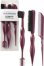 Conair Slick Back Tail Comb Set Fine Tooth Edge Brush Hair Styling 3 Pack
