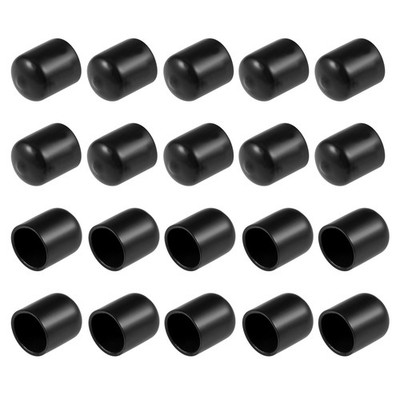 Screw Thread Protector, 19mm ID Round End Cap Cover Black Tube Caps 20PC
