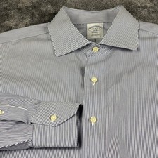 Brooks Brothers 1818 Regent Dress Shirt Mens 16 34/35 Blue White Stripe Non Iron