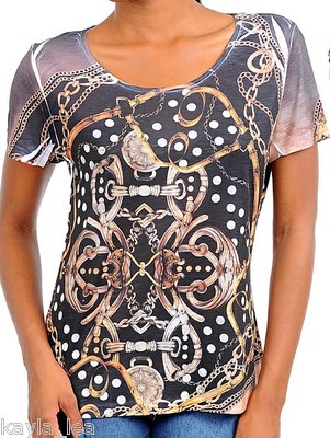 Black/Orange Chains Sublimation Cap Sleeve Tee Top