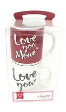 Coffee Mug Set - Two Tea Cups - Love You, Love You More 