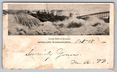 Lower Falls Spokane Washington Bridge Private Mailing Card Postcard - M3