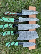 Custom Handmade Damascus Steel Cutlery Chef Knives Set Kitchen Knife X135