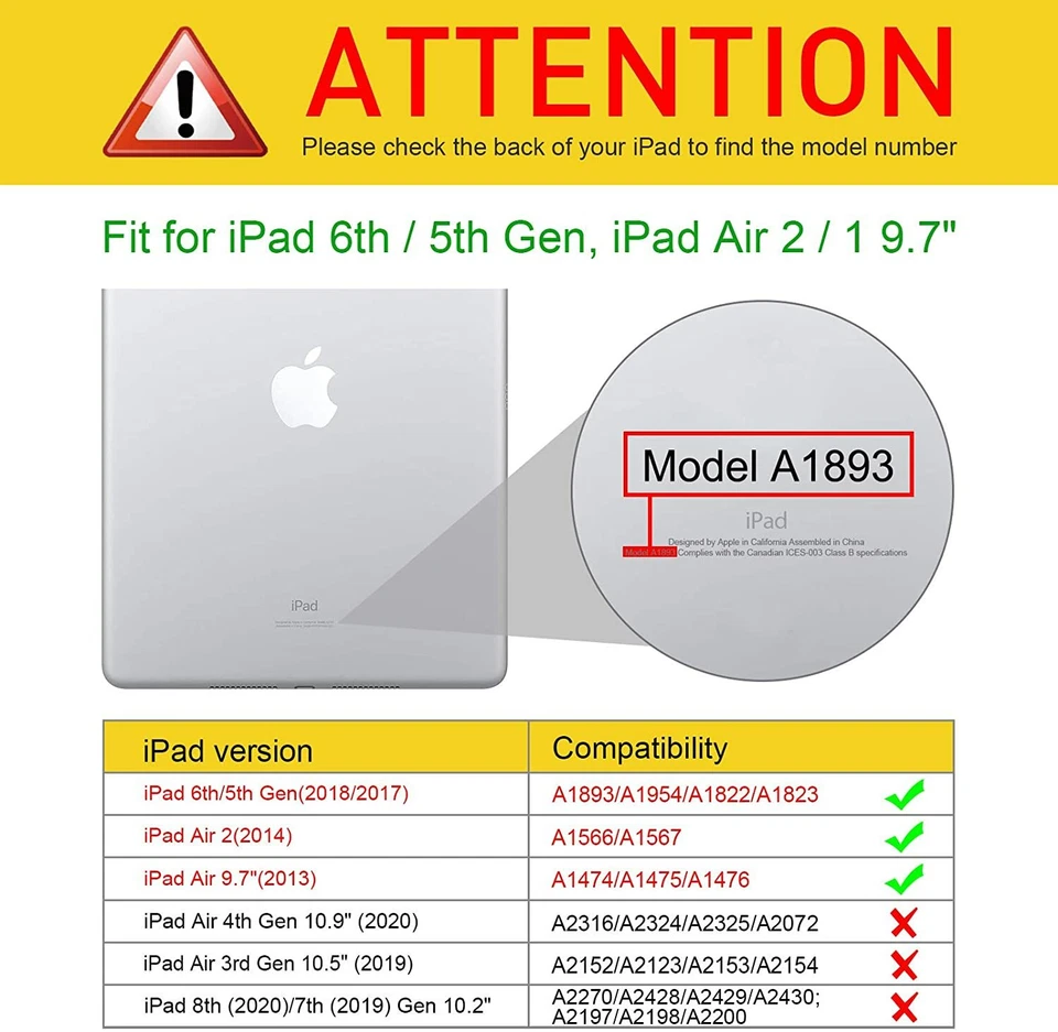 Funda inteligente con soporte para iPad 6ta generación 9,7" 2018/5ta generación 2017 despertador automático Foto 2 de 4