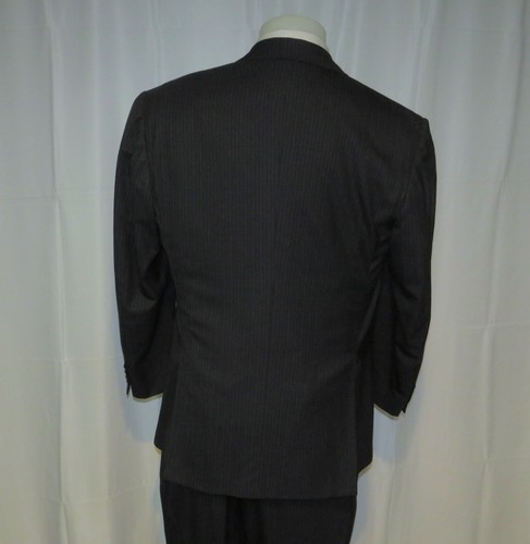 Kiton Blanc Blue Super 180 Navy Striped Hand Made Three Roll Two Suit 46S - Picture 11 of 18
