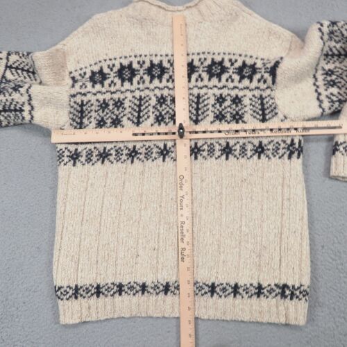 VINTAGE Roll Neck Sweater Mens Medium Ragg Wool Silk Cowichan Chunky Fishermans - Picture 6 of 9