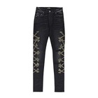 Black Zip Cotton Jeans for Men