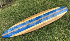 Blue Distressed Style Vintage Wooden Surfboard Decor And Artwork- Beach Tropical