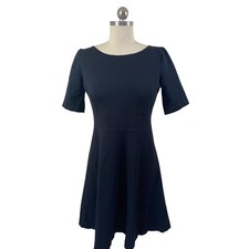 J.Crew Womens Dress 6 Black Short Sleeve Knee Length A-Line Classic Zip Up Solid