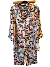 Ann Taylor Sateen Pajama Set Flower  Butterly size M