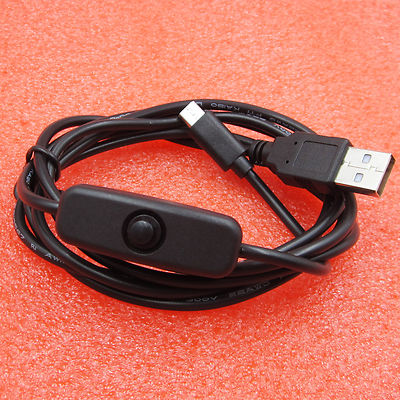 USB to Micro USB with ON/OFF Button Switch Charger Power Cable for Raspberry Pi