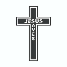 Cross with Jesus Saves in Distressed Letters Sticker Decal