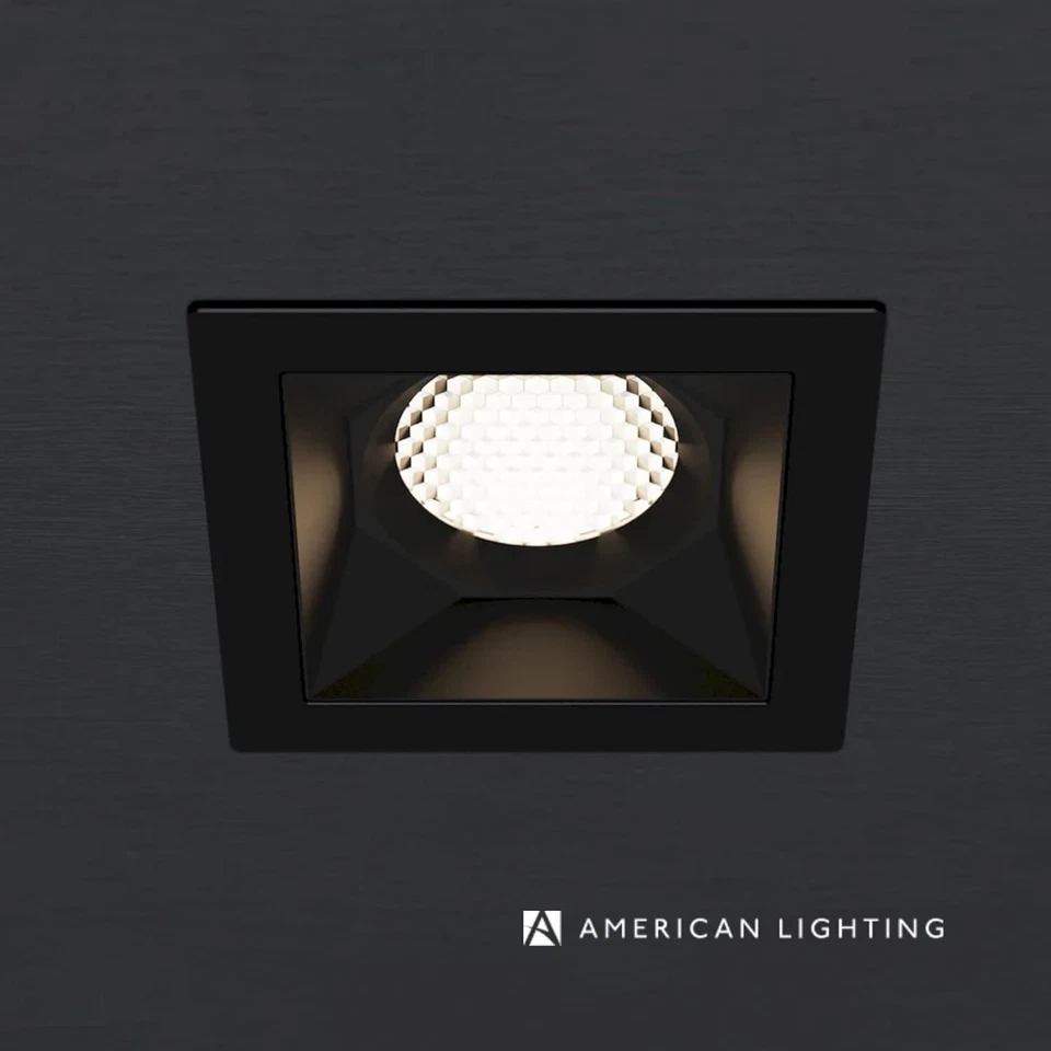 American Lighting - Downlight LED negro cuadrado deflector profundo rima 3" 15 vatios Foto 3 de 4