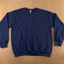 Gildan Heavy Blend Men's Size Large Navy Fleece Crew Neck Pullover Sweatshirt
