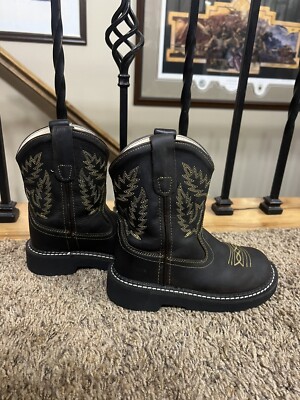 Old West 120 (12) TB 2251 Leather Boots Youth Kids Cowboy Cowgirl Round Toe