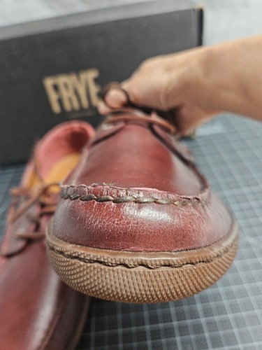 Zapato de barco Frye Mayer para hombre, Bordeux, parte superior de cuero 13D - Imagen 10 de 15