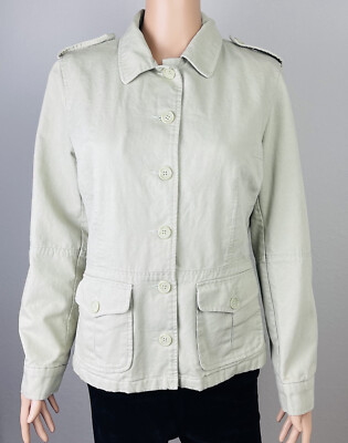 Giacca Women s Long Sleeve Button Down Jacket Light Green Lined Medium X8