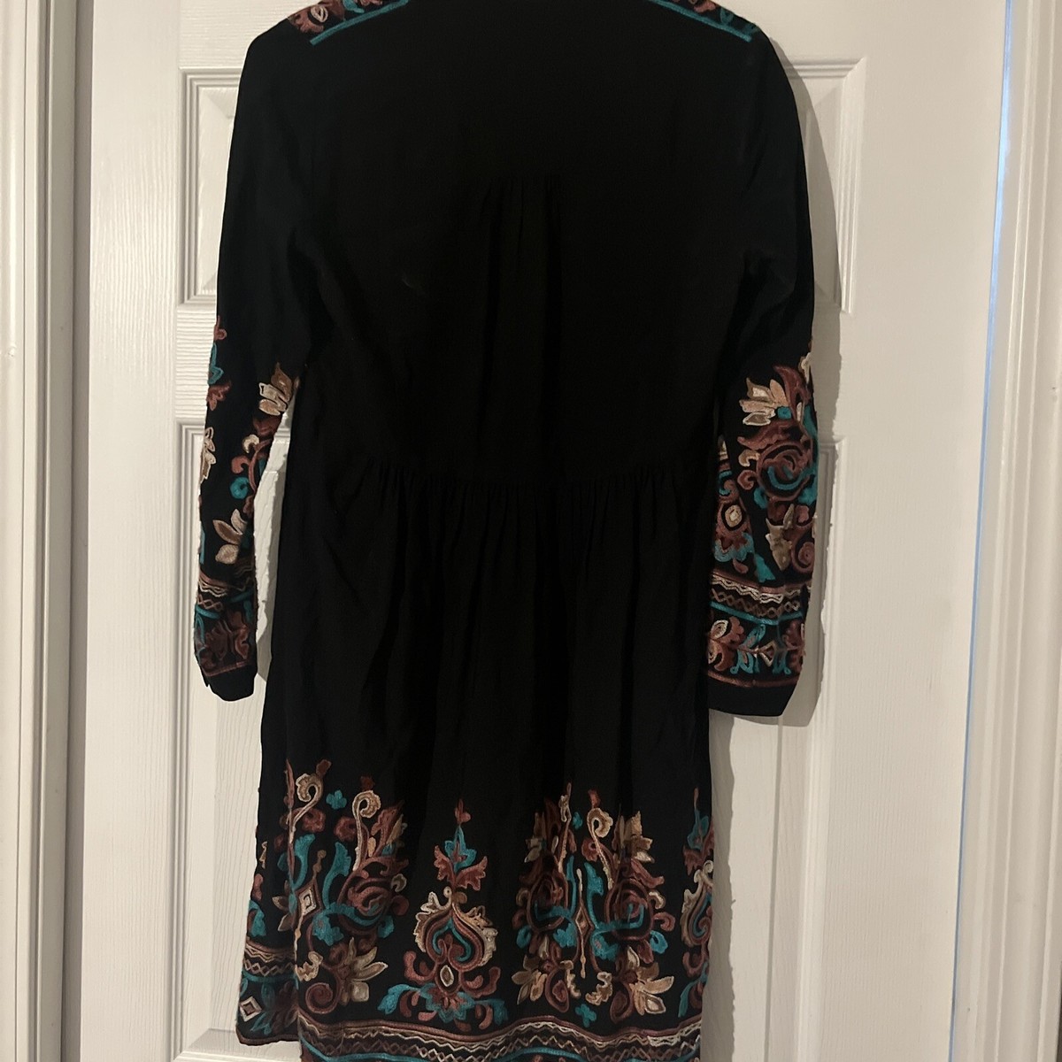 anthropologie floreat embroidered dress Anthropologie Floreat Black Embroidered Dress Women’s Size XXS