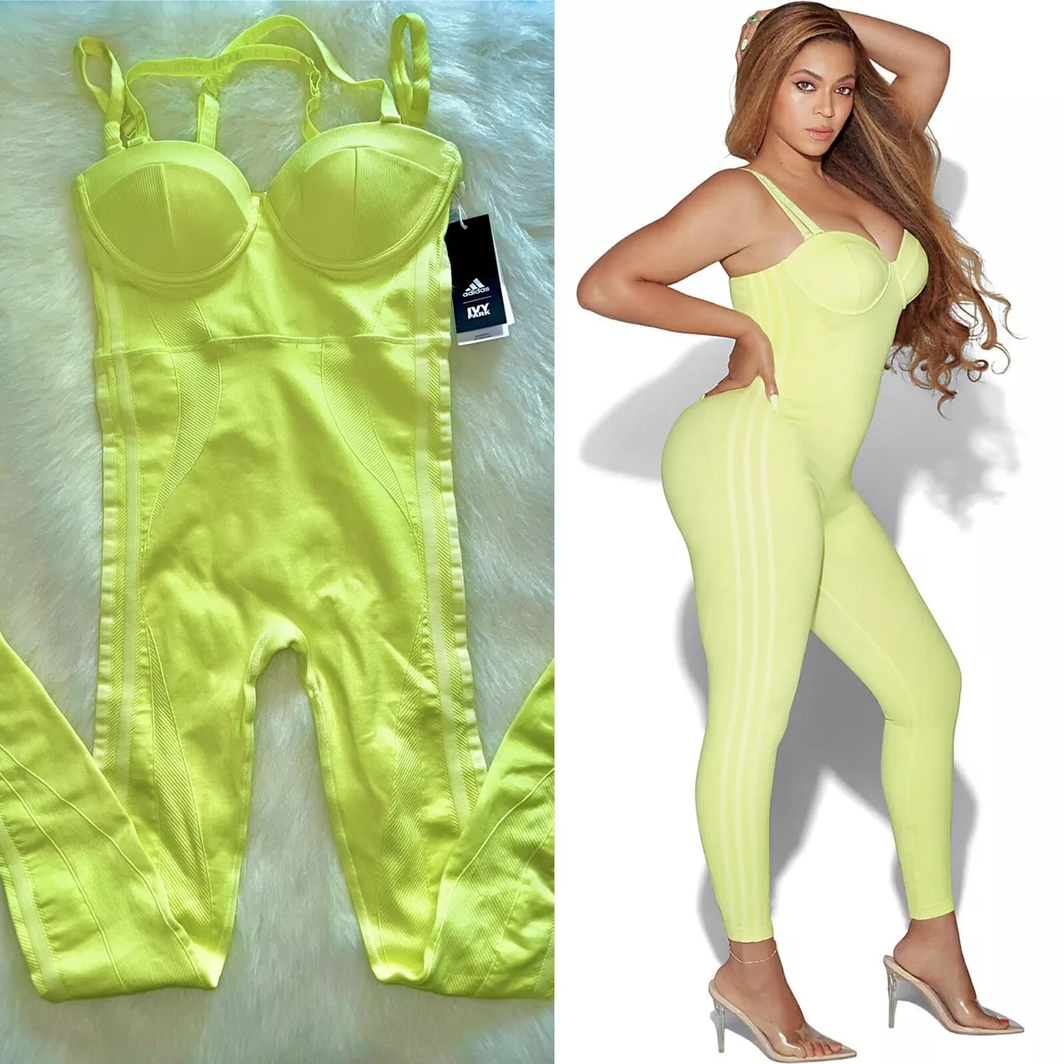 adidas Ivy Park Knit Catsuit Green Tint/Dark Green/Yellow Tintadidas Ivy  Park Knit Catsuit Green Tint/Dark Green/Yellow Tint - OFour