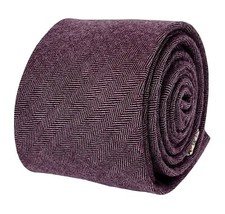 Frederick Thomas Designer maroon red herringbone cotton mens tie