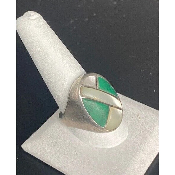 Anillo grande de plata de ley 925 para hombre Malacht y madreperla talla 11,75 Sky Foto 2 de 4