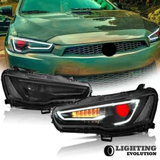 Dual Beam DRL Devil Eyes Halo Projector Headlights For 2008-2017 Lancer EVO X