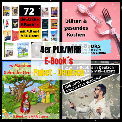 4er Set E-Book´s Paket, in Deutscher Sprache mit PLR/MRR Lizenz
