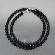Natural Black Spinel 6mm Faceted Round Beads Necklace 18" Necklace